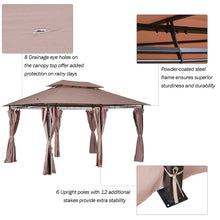 Load image into Gallery viewer, 10'x13' Outdoor 2-Tier Vented Canopy Steel Gazebo