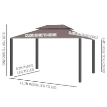 Load image into Gallery viewer, Patio Gazebo 10' x 13', Aluminum, Mesh Netting, 2 Tier Polyester Roof, Coffee