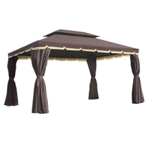 Load image into Gallery viewer, Patio Gazebo 10' x 13', Aluminum, Mesh Netting, 2 Tier Polyester Roof, Coffee