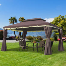 Load image into Gallery viewer, Patio Gazebo 10' x 13', Aluminum, Mesh Netting, 2 Tier Polyester Roof, Coffee