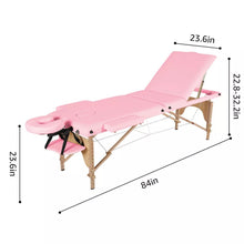 Load image into Gallery viewer, Portable Massage Table, 3 Fold 84" L, Adjustable Facial Spa Salon Bed Tattoo Table
