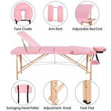 Load image into Gallery viewer, Portable Massage Table, 3 Fold 84" L, Adjustable Facial Spa Salon Bed Tattoo Table
