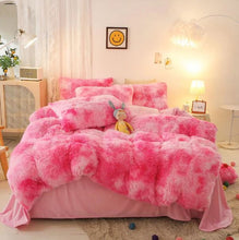 Load image into Gallery viewer, 3pc Pink Plush Duvet Cover Set Luxury Ultra Soft Fluffy Fuzzy Comforter - Full