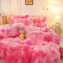 Load image into Gallery viewer, 3pc Pink Plush Duvet Cover Set Luxury Ultra Soft Fluffy Fuzzy Comforter - Full