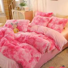 Load image into Gallery viewer, 3pc Pink Plush Duvet Cover Set Luxury Ultra Soft Fluffy Fuzzy Comforter - Full