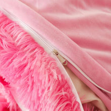Load image into Gallery viewer, 3pc Pink Plush Duvet Cover Set Luxury Ultra Soft Fluffy Fuzzy Comforter - Full