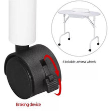 Load image into Gallery viewer, White Portable Manicure Table Folding Nail Desk Beauty Salon Spa w/Wheels & Bag