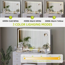Load image into Gallery viewer, Vanity Desk Set with LED Lighted Mirror and Power Outlet Dressing Makeup Table Set