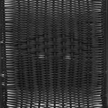 Load image into Gallery viewer, 28-Inch Round Glass Metal Table with Black Rattan Edging and 2 Black Rattan Stack Chairs