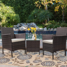 Load image into Gallery viewer, Gorgeous 3 Piece Patio Porch Furniture Set Rattan Wicker Chairs with Table