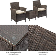 Load image into Gallery viewer, Gorgeous 3 Piece Patio Porch Furniture Set Rattan Wicker Chairs with Table