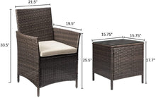 Load image into Gallery viewer, Gorgeous 3 Piece Patio Porch Furniture Set Rattan Wicker Chairs with Table
