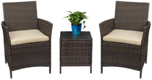 Load image into Gallery viewer, Gorgeous 3 Piece Patio Porch Furniture Set Rattan Wicker Chairs with Table
