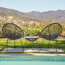 Load image into Gallery viewer, Gorgeous 3-Piece Acapulco Patio Bistro Set, 2 Chairs and 1 Table, Black PE Rattan Wicker
