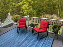 Load image into Gallery viewer, 3 Piece Outdoor Patio Furniture Set Black Wicker Red Cushions Bistro Rocking Chairs Table