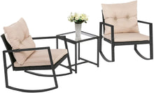 Load image into Gallery viewer, Charming 3-Piece Rattan Wicker Rocking Chairs and Table Bistro Set