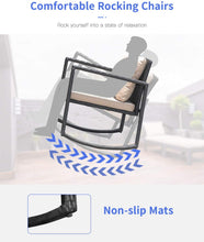 Load image into Gallery viewer, Charming 3-Piece Rattan Wicker Rocking Chairs and Table Bistro Set