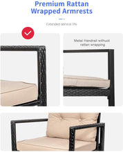 Load image into Gallery viewer, Charming 3-Piece Rattan Wicker Rocking Chairs and Table Bistro Set