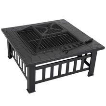 Load image into Gallery viewer, Outdoor 32" Metal Firepit Backyard Patio Garden Square Stove Fire Pit With Cover