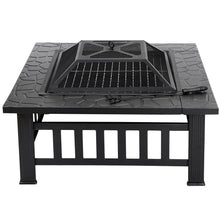 Load image into Gallery viewer, Outdoor 32" Metal Firepit Backyard Patio Garden Square Stove Fire Pit With Cover