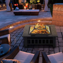 Load image into Gallery viewer, Outdoor 32" Metal Firepit Backyard Patio Garden Square Stove Fire Pit With Cover