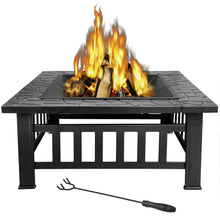 Load image into Gallery viewer, Outdoor 32" Metal Firepit Backyard Patio Garden Square Stove Fire Pit With Cover