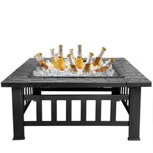Load image into Gallery viewer, Outdoor 32" Metal Firepit Backyard Patio Garden Square Stove Fire Pit With Cover