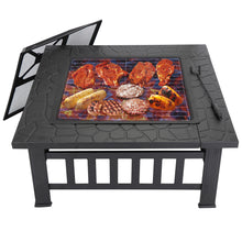 Load image into Gallery viewer, Outdoor 32" Metal Firepit Backyard Patio Garden Square Stove Fire Pit With Cover