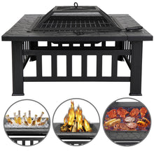 Load image into Gallery viewer, Outdoor 32" Metal Firepit Backyard Patio Garden Square Stove Fire Pit With Cover
