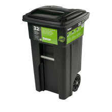 Load image into Gallery viewer, 32 Gal. Green Trash Sealed Stop Bar Journals Can with Wheels and Attached Lid