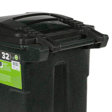 Load image into Gallery viewer, 32 Gal. Green Trash Sealed Stop Bar Journals Can with Wheels and Attached Lid