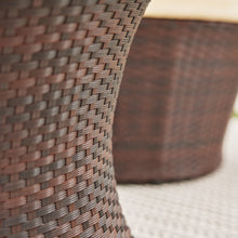 Load image into Gallery viewer, 3-Piece Patio Outdoor Rattan Set, Wicker Furniture, 2 Chairs, Round Glass Table, Brown