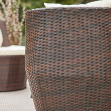 Load image into Gallery viewer, 3-Piece Patio Outdoor Rattan Set, Wicker Furniture, 2 Chairs, Round Glass Table, Brown