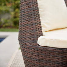 Load image into Gallery viewer, 3-Piece Patio Outdoor Rattan Set, Wicker Furniture, 2 Chairs, Round Glass Table, Brown
