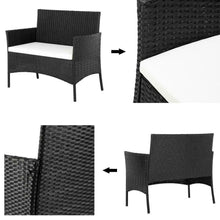 Load image into Gallery viewer, 4 PCS Outdoor Patio PE Rattan Wicker Table Set Sofa Furniture w/ Cushion Black