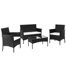 Load image into Gallery viewer, 4 PCS Outdoor Patio PE Rattan Wicker Table Set Sofa Furniture w/ Cushion Black