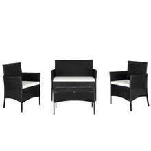 Load image into Gallery viewer, 4 PCS Outdoor Patio PE Rattan Wicker Table Set Sofa Furniture w/ Cushion Black