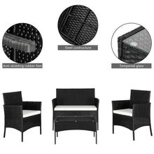 Load image into Gallery viewer, 4 PCS Outdoor Patio PE Rattan Wicker Table Set Sofa Furniture w/ Cushion Black