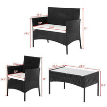 Load image into Gallery viewer, 4 PCS Outdoor Patio PE Rattan Wicker Table Set Sofa Furniture w/ Cushion Black