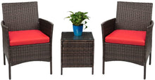Load image into Gallery viewer, 3pc Rattan Wicker Patio Se Red Cushions