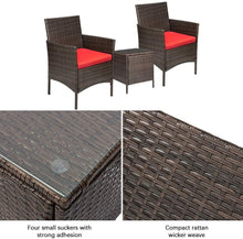 Load image into Gallery viewer, 3pc Rattan Wicker Patio Se Red Cushions