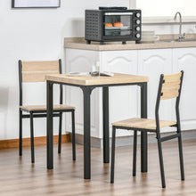 Load image into Gallery viewer, 3pc Rustic Country Wood Top Kitchen Table Dining Set with Chairs Indoor Sturdy Steel Frame