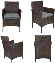 Load image into Gallery viewer, Stunning 3 Pc Rattan Wicker Patio Porch Furniture Set Chairs Table Outdoor, Grey/Brown