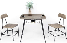 Load image into Gallery viewer, 3pc Wooden Dining Table Set with Wine Rack