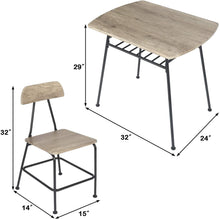 Load image into Gallery viewer, 3pc Wooden Dining Table Set with Wine Rack