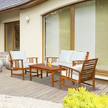 Load image into Gallery viewer, Elegant 4 Piece Solid Acacia Wood Outdoor Patio Furniture Chat Set