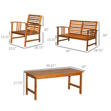 Load image into Gallery viewer, Elegant 4 Piece Solid Acacia Wood Outdoor Patio Furniture Chat Set