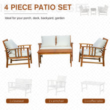 Load image into Gallery viewer, Elegant 4 Piece Solid Acacia Wood Outdoor Patio Furniture Chat Set
