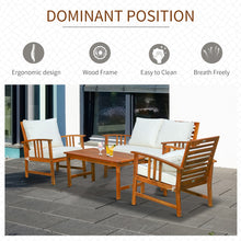 Load image into Gallery viewer, Elegant 4 Piece Solid Acacia Wood Outdoor Patio Furniture Chat Set