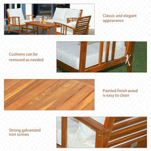 Load image into Gallery viewer, Elegant 4 Piece Solid Acacia Wood Outdoor Patio Furniture Chat Set